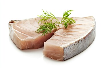 Swordfish steak slice isolated on white background 