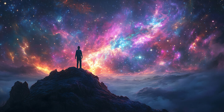 Cosmic transformation as space implodes, unveiling a vibrant starry cosmos