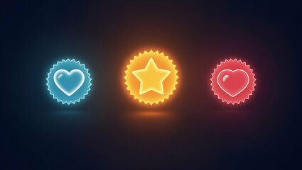 Enhance Customer Loyalty with a Glowing Reward System: Badges & Icons for Engagement in Stock Photos
