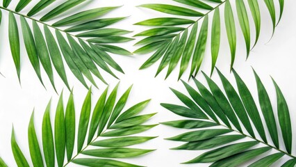 Obraz premium Symmetrical Tropical Leaves Macro Photography: Vibrant Green Minimalist Nature Image