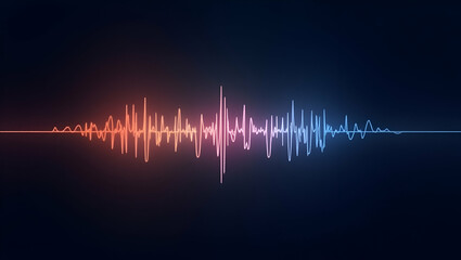 Luminous Holographic Waveform: Voice Interaction in a Modern Digital Interface - Stock Photo Concept with Empty Space for Customization