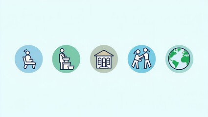 Interactive HSE Icons Selection: Enhancing Digital Monitoring Interfaces for Health, Safety, and Environment with Space for Customization in Stock Photos
