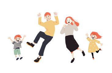 ジャンプする家族