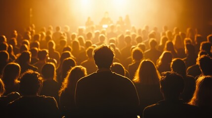 Audience Silhouette in Dramatic Lighting at Live Event Performance