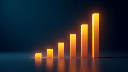 A Glowing Bar Chart Illustrating Cost Breakdowns and Optimizations: Visualizing Financial Management Strategies in Stock Photos with Space for Customization