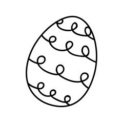 Decorative Easter egg with intricate swirling patterns, suitable for festive art projects or coloring activities