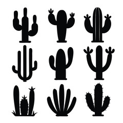 Fototapeta premium Cactus icons symbol of silhouette vector illustration 1