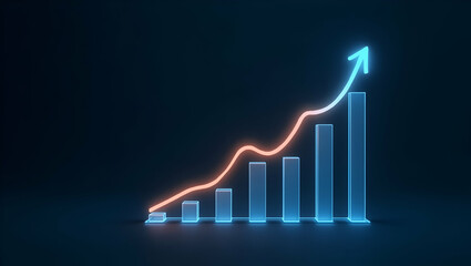 Glowing chart representing process optimization and cost reduction in an efficiency dashboard concept as Efficiency dashboard displaying a glowing chart for process optimization and cost reduction str