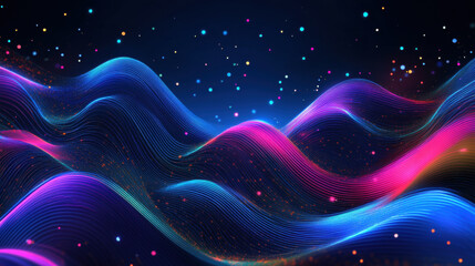 Obraz premium Abstract glowing landscape with colorful dots