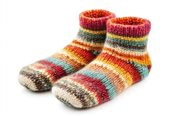 Thick woolen socks isolated on white background 