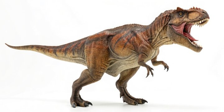 Vintage T-Rex Attack: Prehistoric Predator in White Background - Jurassic Dinosaur Photo