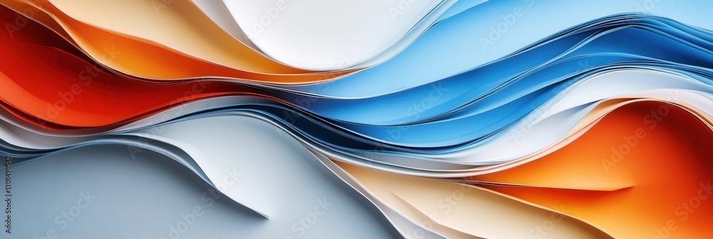 Leinwandbilder dynamic paper art background with layered waves in gradient tones depicting global political changes