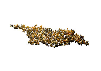 Georgia Map Made Of High Quality Premium Golden Metallic Copper Brass Pillars 3D Illustration