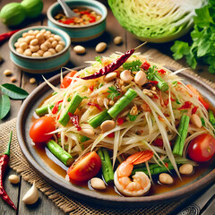 Spicy Thai Papaya Salad with Shrimp