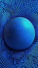 Fototapeta premium Abstract blue sphere with dots in a textured environment