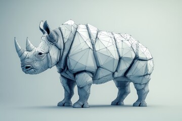Fototapeta premium Wireframe rhino, polygonal model. Perfect for tech, wildlife, or nature projects.
