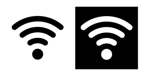 Wifiの黒と白のアイコンのイラスト	
