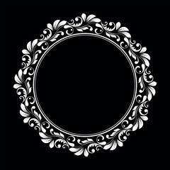 Decorative frame Elegant vector element for design in Eastern style, place for text. Floral black and white border. Lace illustration for invitations and greeting cards.
