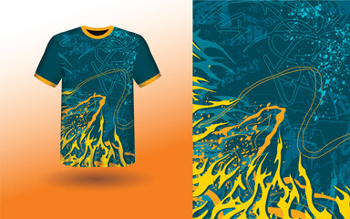 T-shirt Sport Design Template, T-shirt Mockup Abstract Grunge Sport Jersey Design For Cricket, Football Soccer, Racing, Sports, Running Soccer Jersey. Uniform Front View