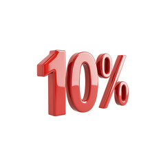 A bold representation of a 10% discount displayed in shiny red, emphasizing urgency and appeal for sales and promotions, attracting attention instantly.