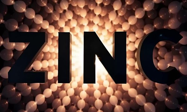 Zinc word on abstract background, health and nutrition concept, minimalist design