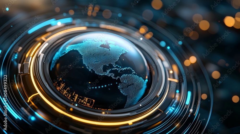 Poster global connectivity and digital transformation visualizing the future of technology data science and