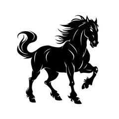 Elegant beautiful horse Silhouette. Black vector Graphic illustration
