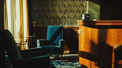 Hidden Speakeasy Coffee Shop with Vintage Decor and Velvet Armchairs