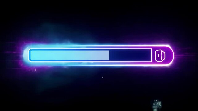 blue neon loading button