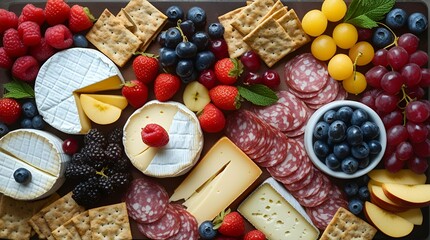 Top-down view of a luxurious artisanal charcuterie spread