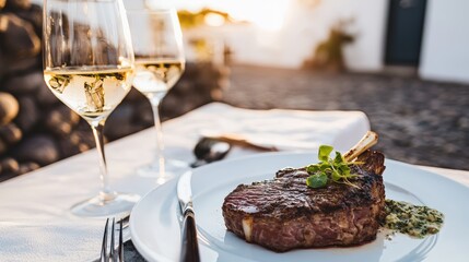 Intimate Outdoor Steakhouse Dining Experience with Scenic Setting