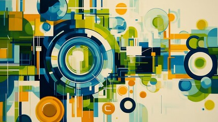 Obraz premium Abstract Geometric Art; vibrant colors, shapes