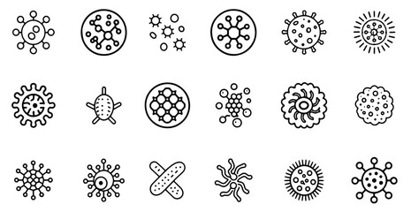 Microbes related icons set isolated on white background flat illustration. Vector. editable