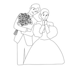 bride and groom vector illustration