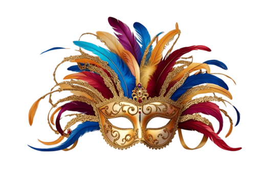 Golden Venetian Mask: Feathers & Mystery Unveiled Generative AI