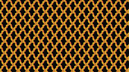 An intricate geometric pattern with golden hues on a black background, creating a seamless and abstract design. Perfect for backgrounds, wallpapers, or artistic projects needing repeated motifs.