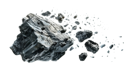 Flying Asteroid Meteor Rock on Transparent PNG – Space Debris & Cosmic Impact
