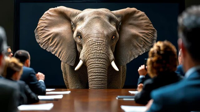 "The elephant in the room", An elephant in a boardroom symbolizes strong leadership and attention to the big issues in decision making.