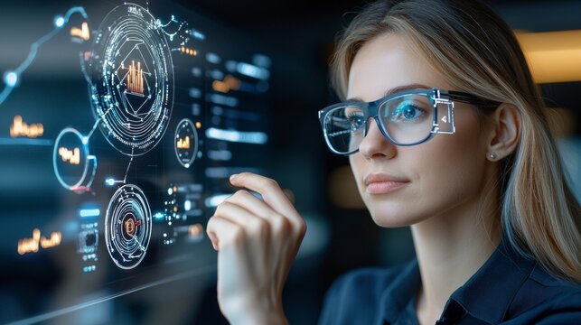 Innovative data analysis techniques modern office digital interface high-tech environment close-up view enhancing decision-making processes