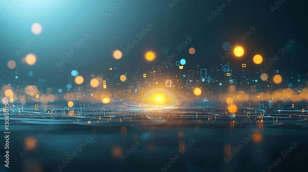 Poster dynamic technology visualization futuristic digital environment motion graphics abstract background 