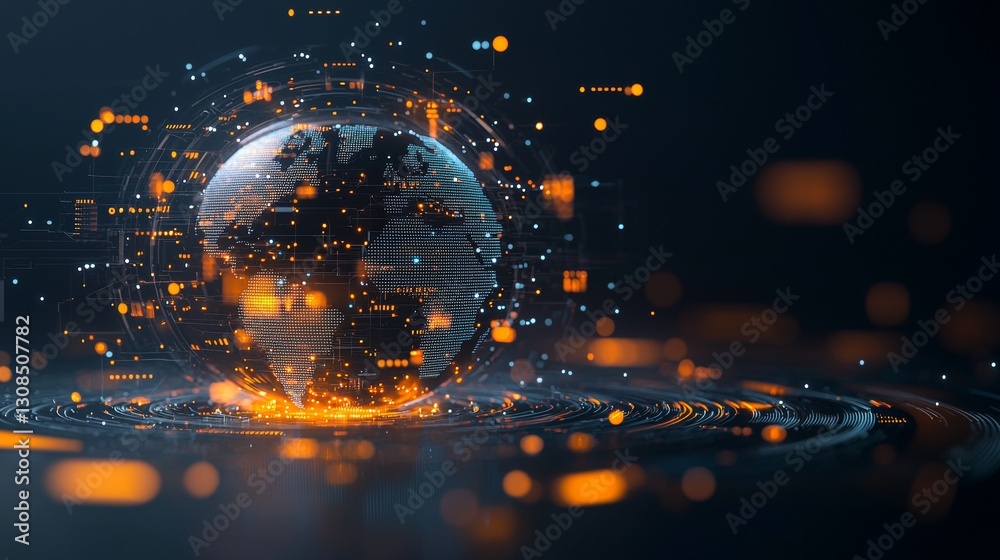 Poster transformative digital connectivity global network visual data representation futuristic environment