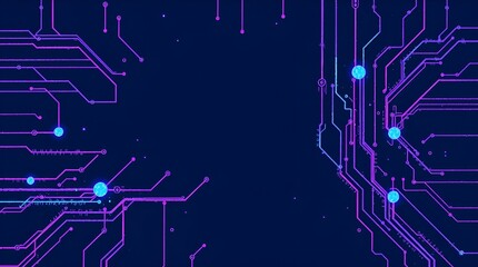 Abstract digital background with blue and purple lines, featuring circuit-like patterns