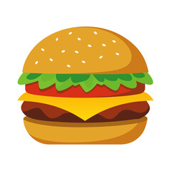 burger and fries on transparent background