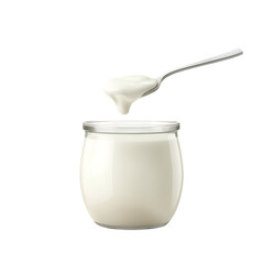 Yogurt in Glass Jar, Spoon Serving
