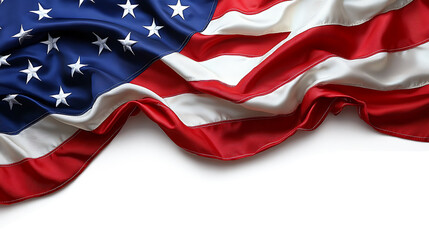 US American flag isolated on white and transparent background, copy space, National holiday template, PNG.