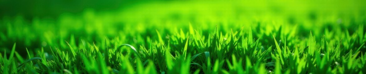 Obraz premium Soczysta zieleń trawnika widziana z góry. Widoczna faktura źdźbeł, ogród, świeżość.