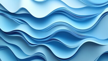 Fototapeta premium Abstract blue wavy paper background.