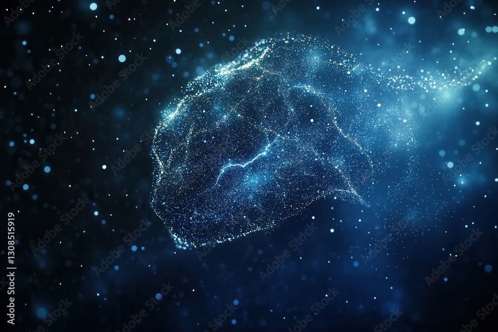 Aufkleber High tech futuristic background with abstract particles forming a human silhouette, symbolizing AI driven politics in a modern setting Generative AI