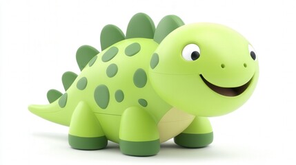 Fototapeta premium adorable cartoon dinosaur toy bright green with fun spots smiling and playful design for kids