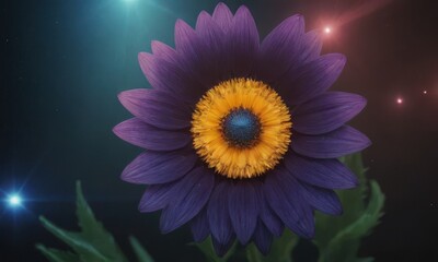 Romantic Lotus Flower with Water Drops on Black Background